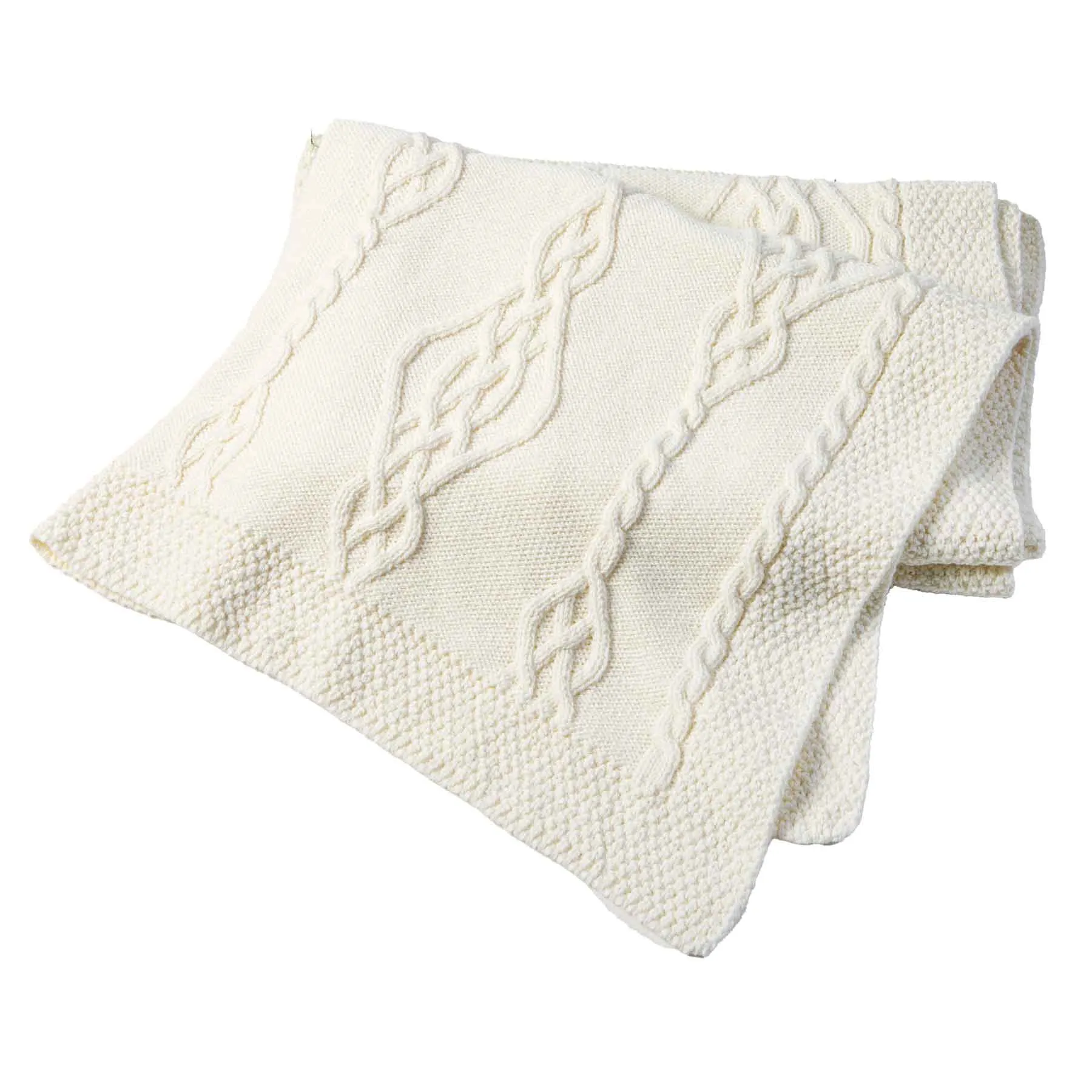 Celtic Aran Knit Throw Blanket- Cream