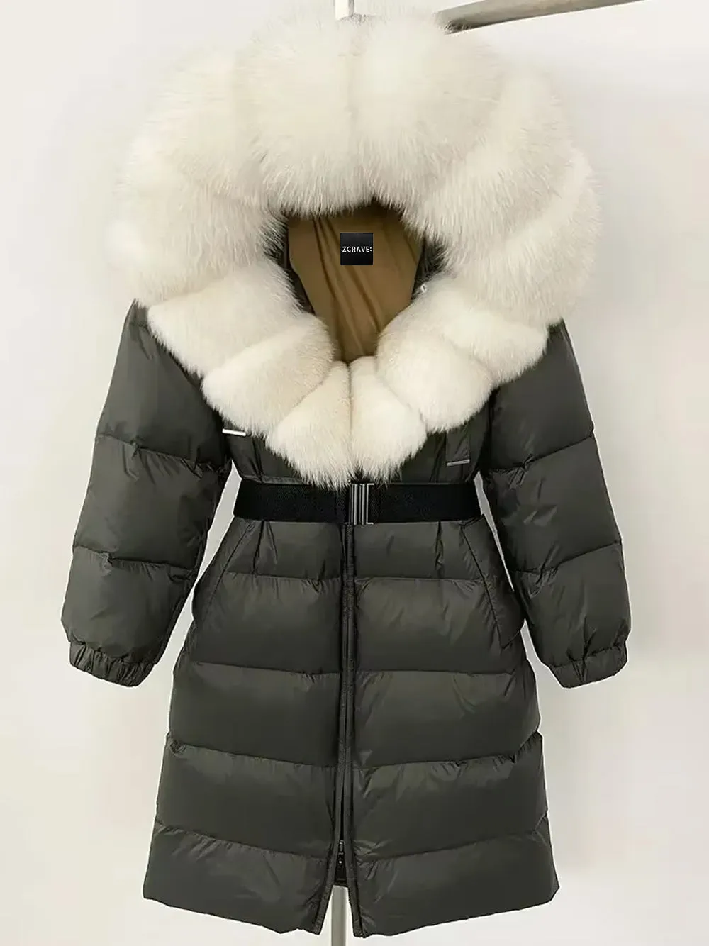 CENTRO Hooded Long Down Jacket