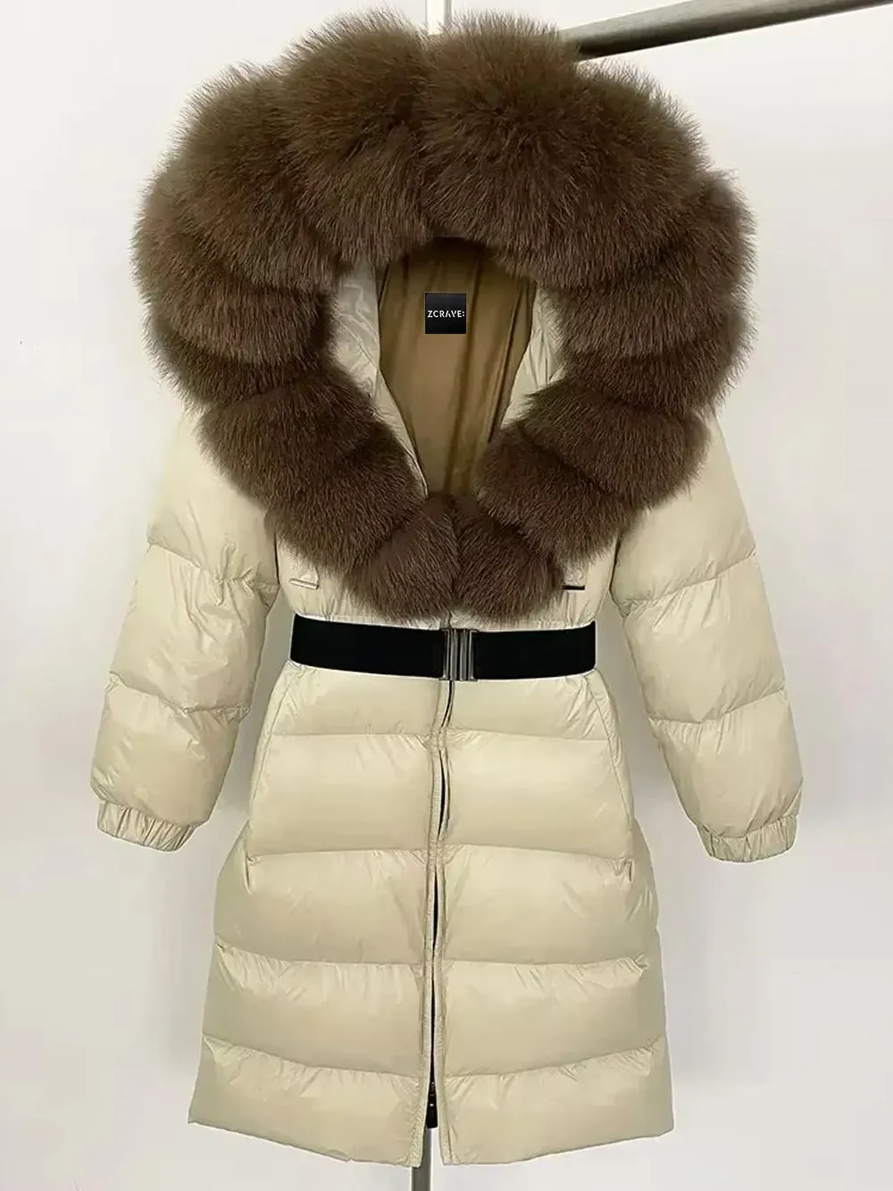 CENTRO Hooded Long Down Jacket