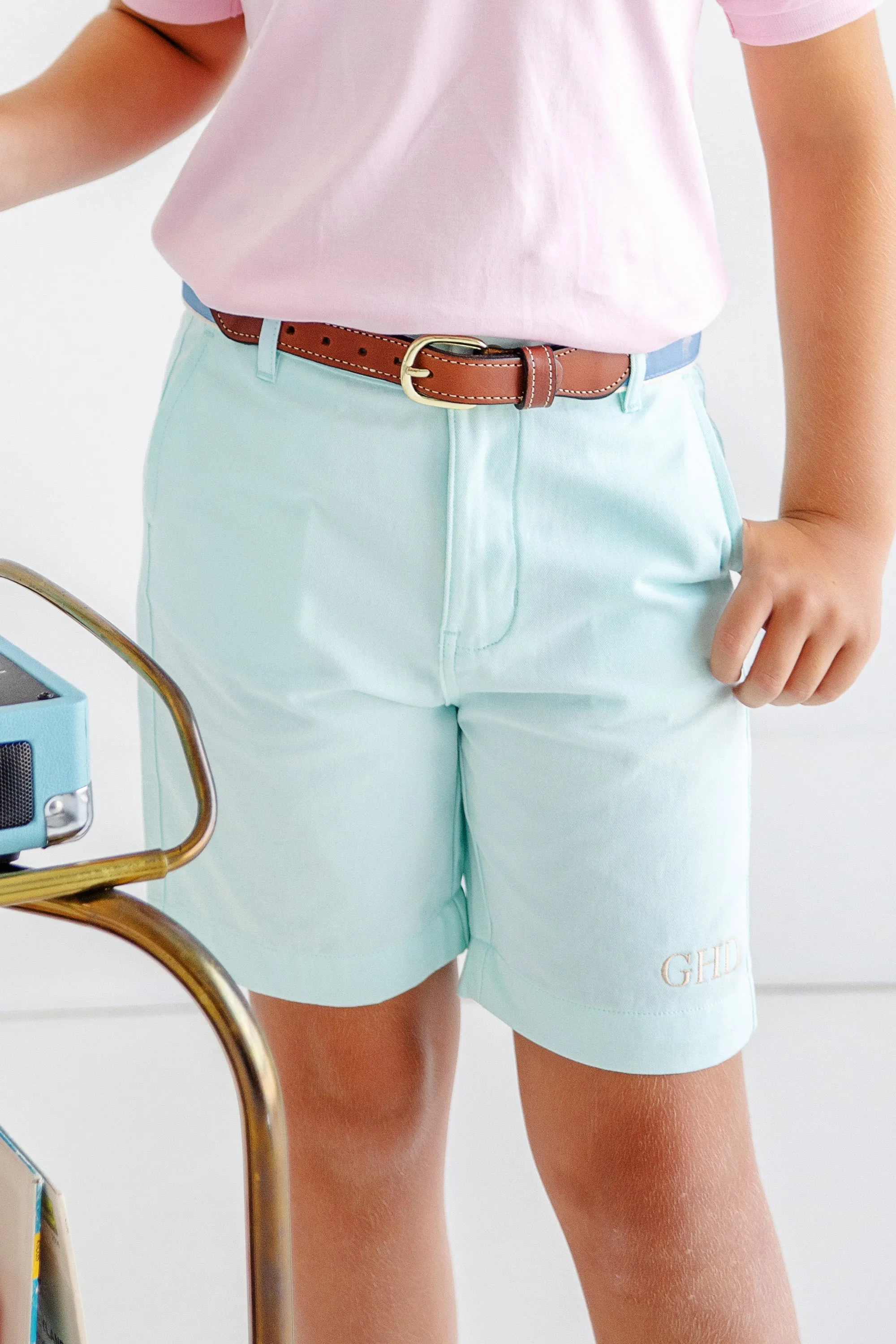 Charlie's Chinos - Sea Island Seafoam with Worth Avenue White Stork