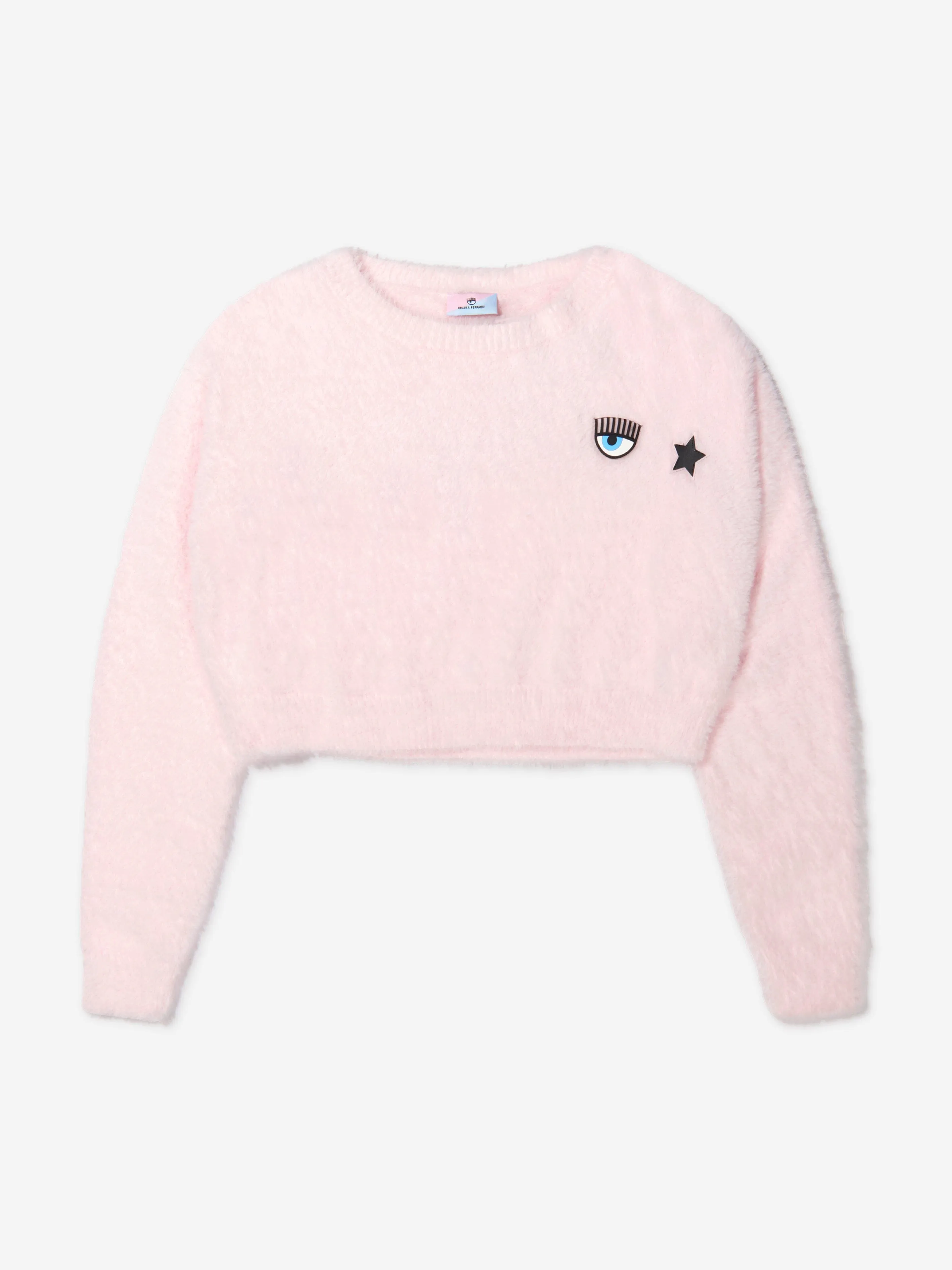 Chiara Ferragni Girls Fluffy Eyestar Cropped Jumper