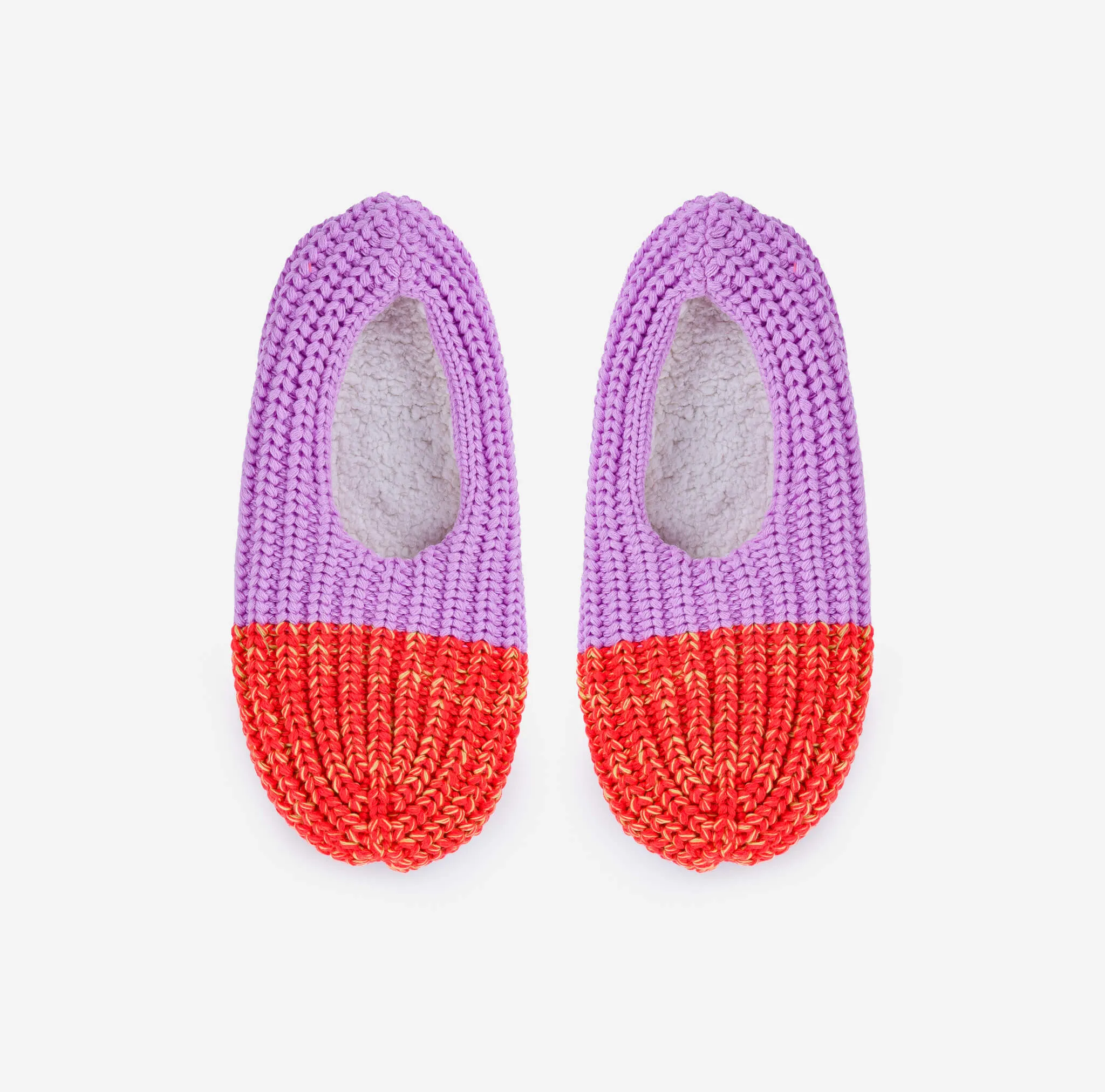 Colorblock Knit Slippers in Poppy Lilac