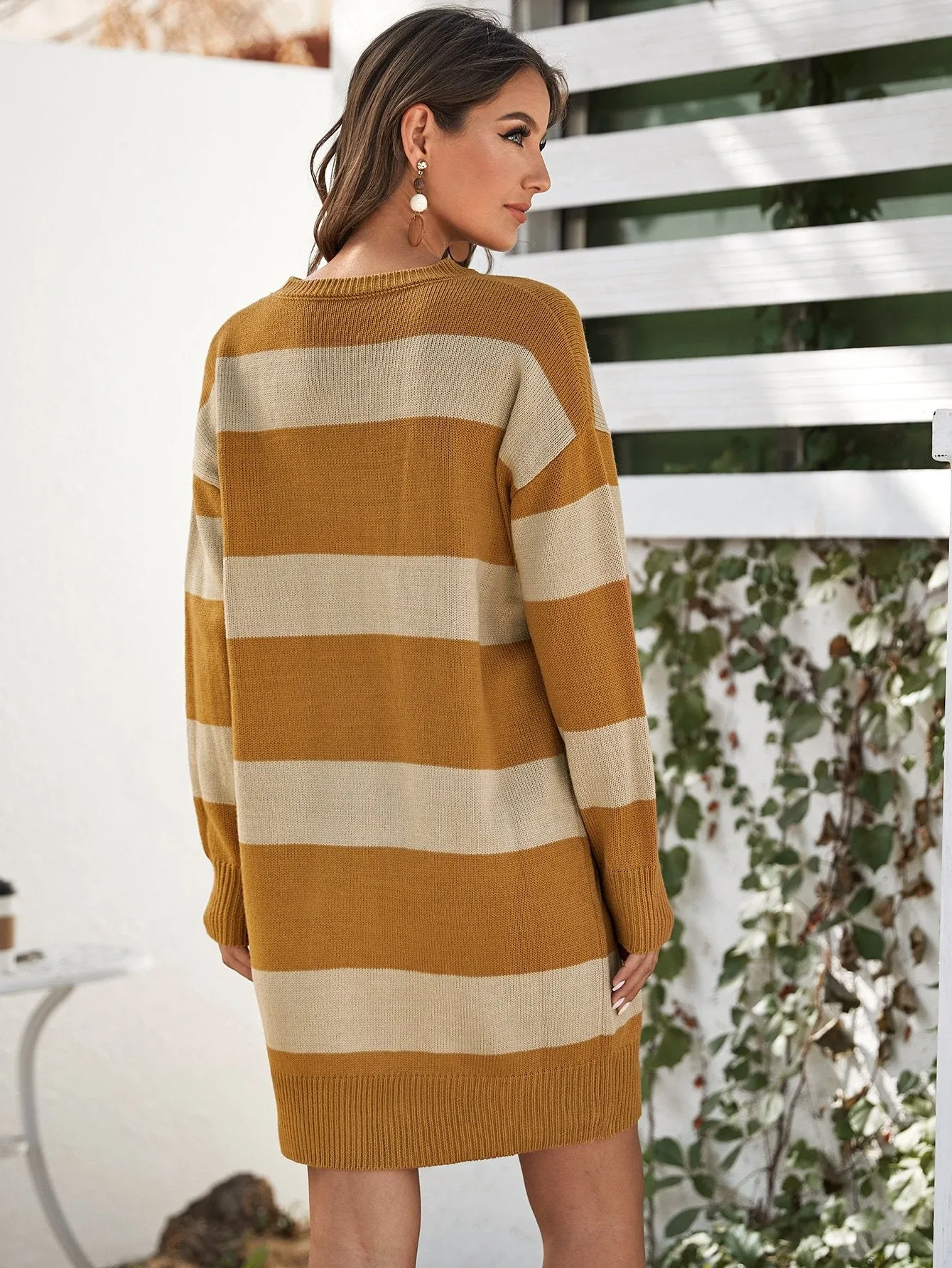 Colour-Block Drop Shoulder Jumper Dress