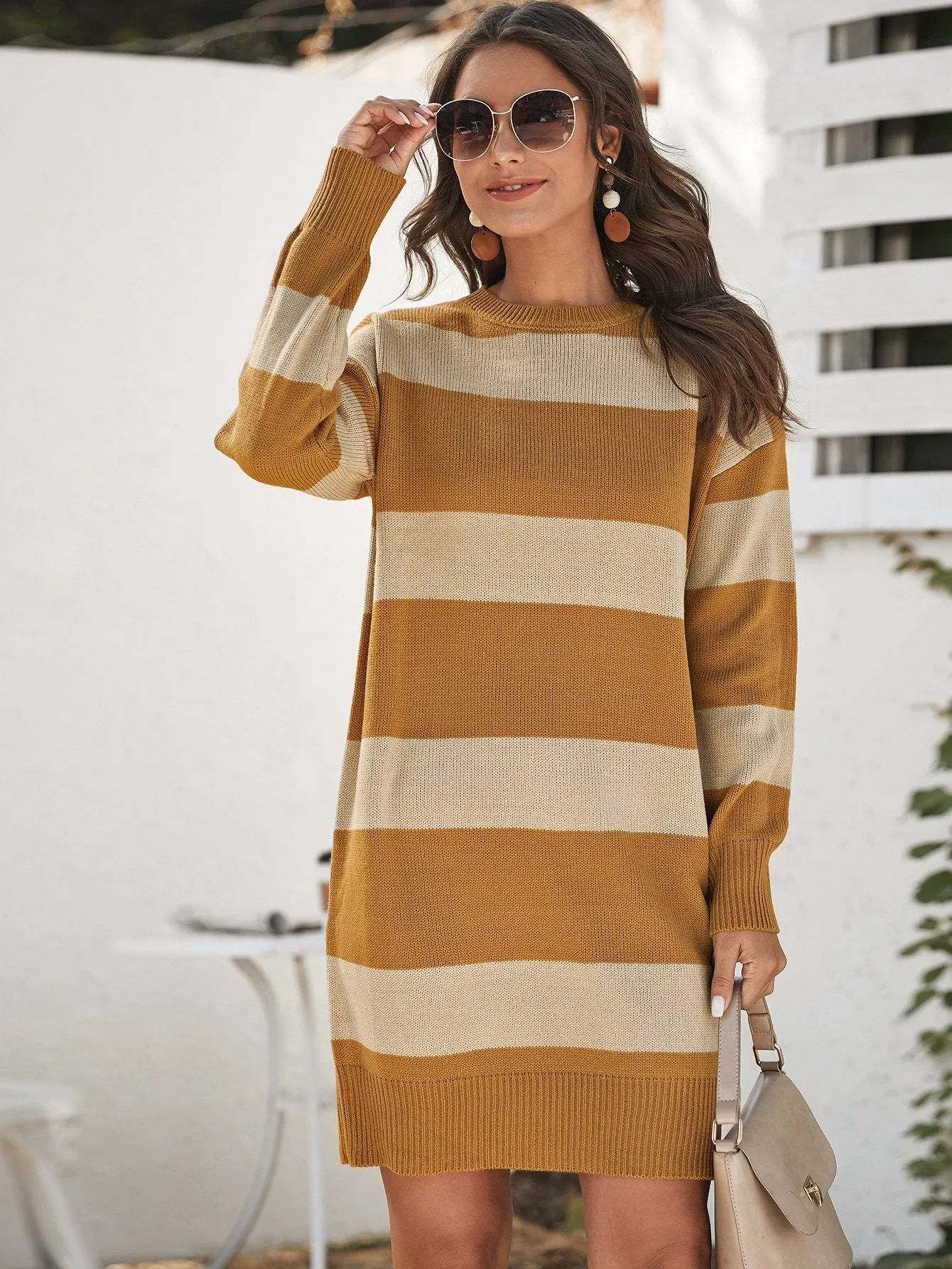 Colour-Block Drop Shoulder Jumper Dress