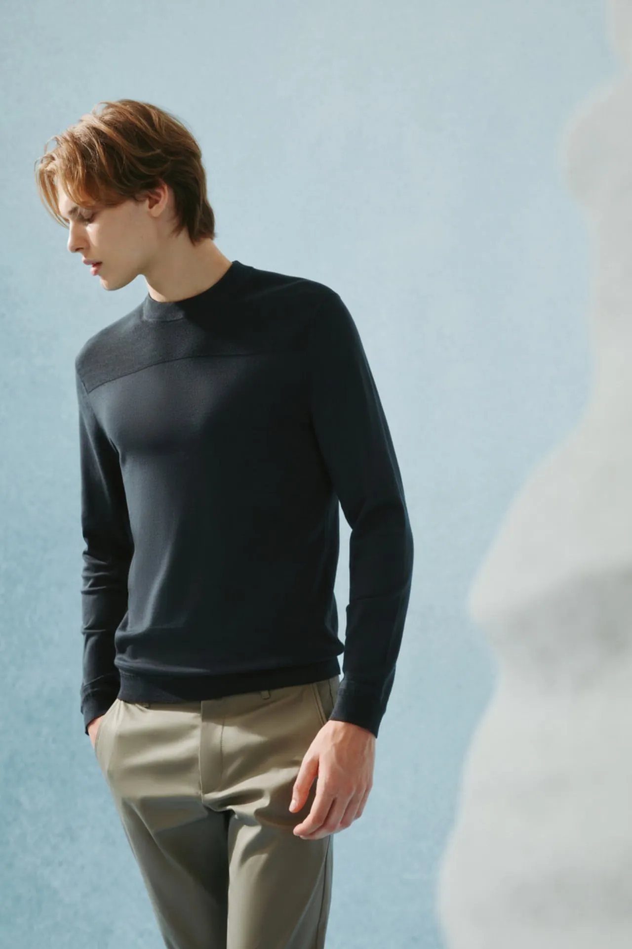 Compact Knit Mock Neck Sweater