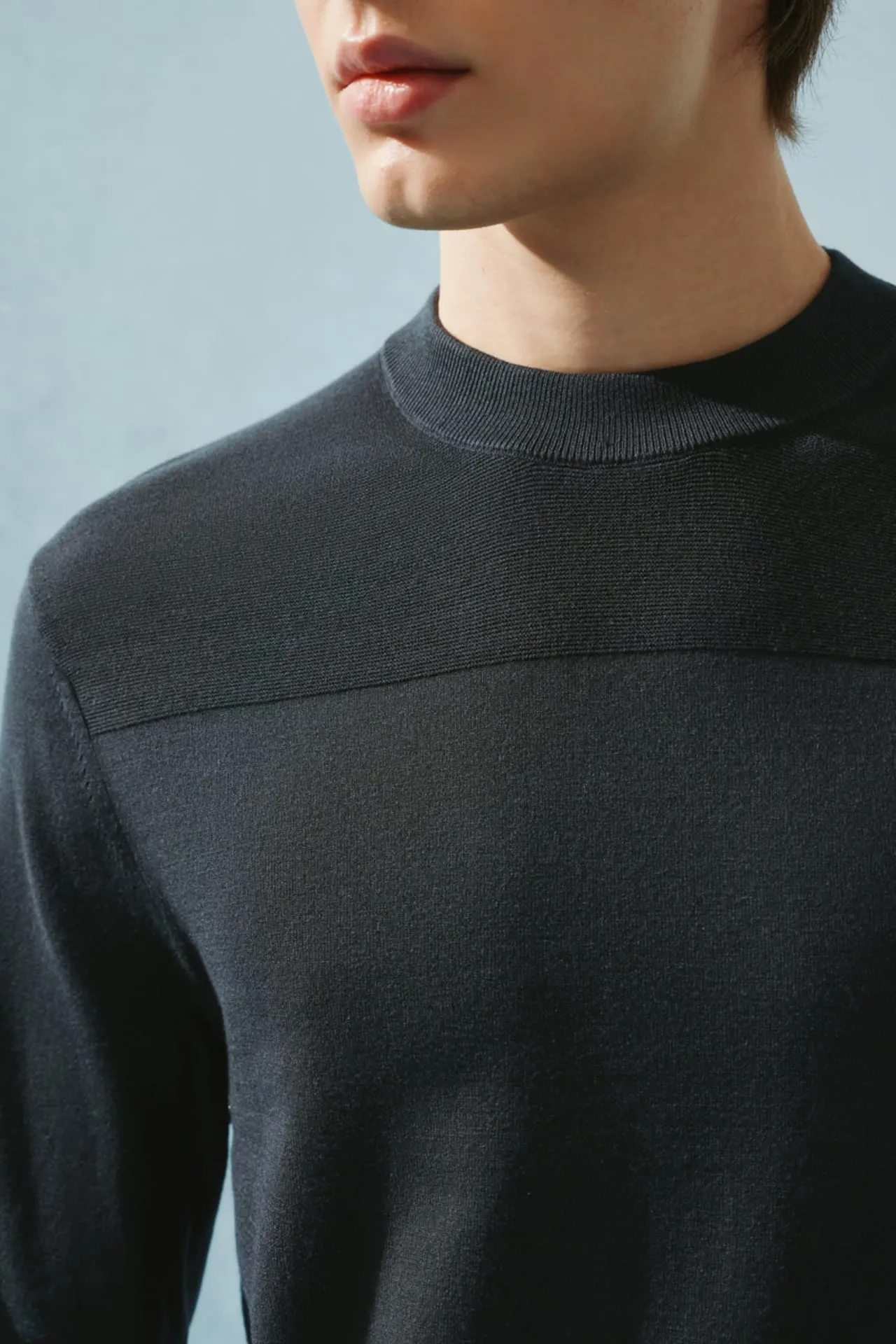 Compact Knit Mock Neck Sweater