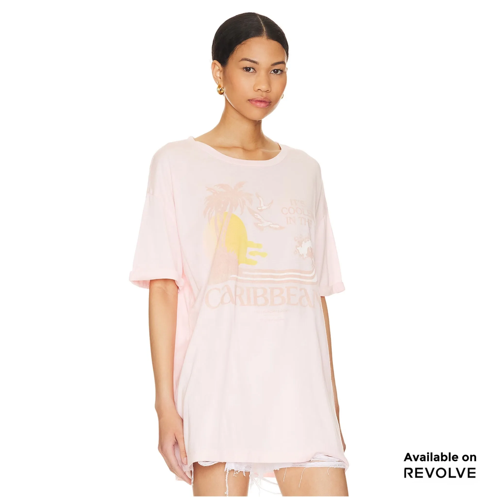 Cooler In The Caribbean - Oversized Tee - Blush Pink