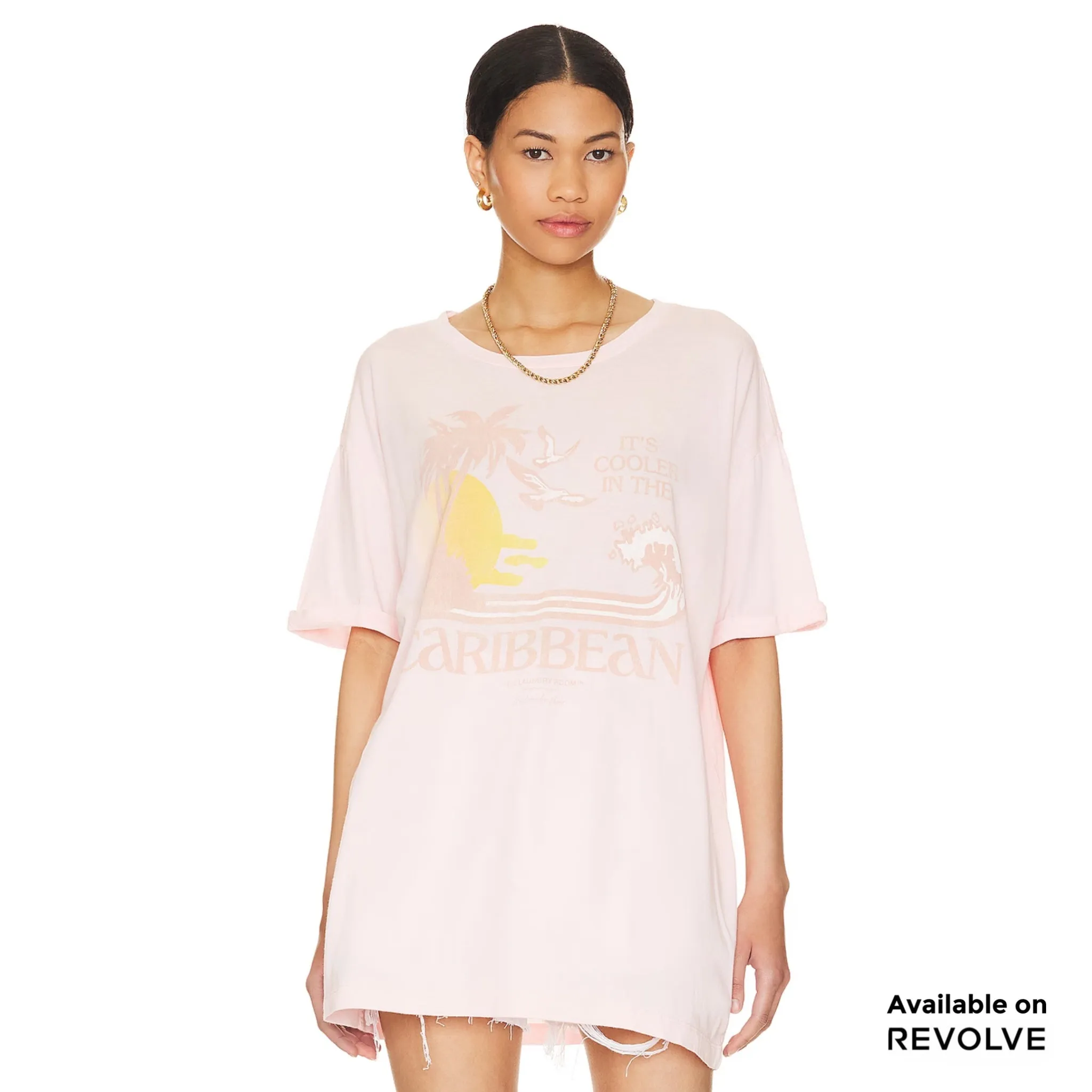 Cooler In The Caribbean - Oversized Tee - Blush Pink