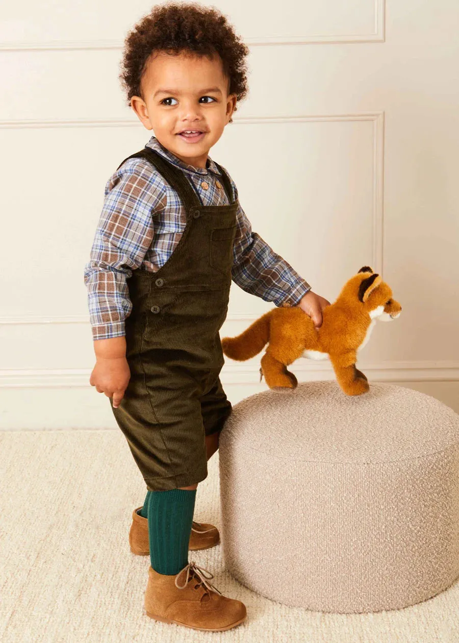 Corduroy Pocket Front Dungarees in Green (18mths-4yrs)