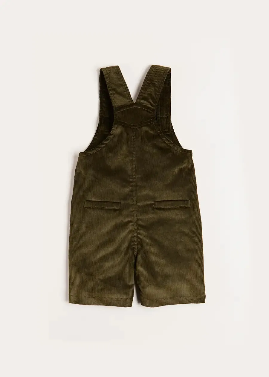 Corduroy Pocket Front Dungarees in Green (18mths-4yrs)