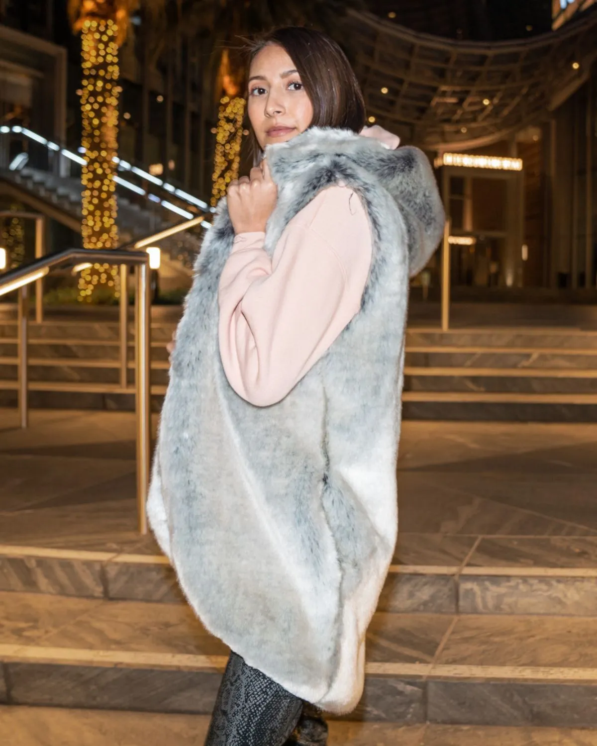 Corseni Fur Coat in Wolf Grey