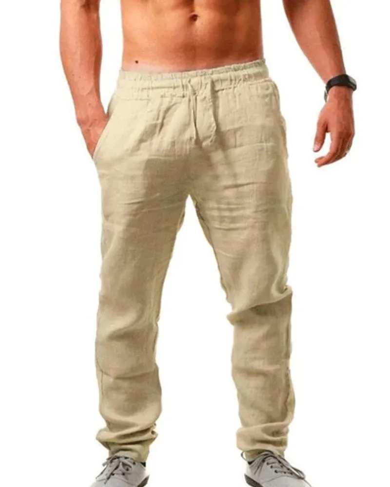 Cotton Linen Breathable Solid Color Pants