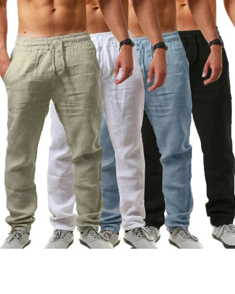 Cotton Linen Breathable Solid Color Pants