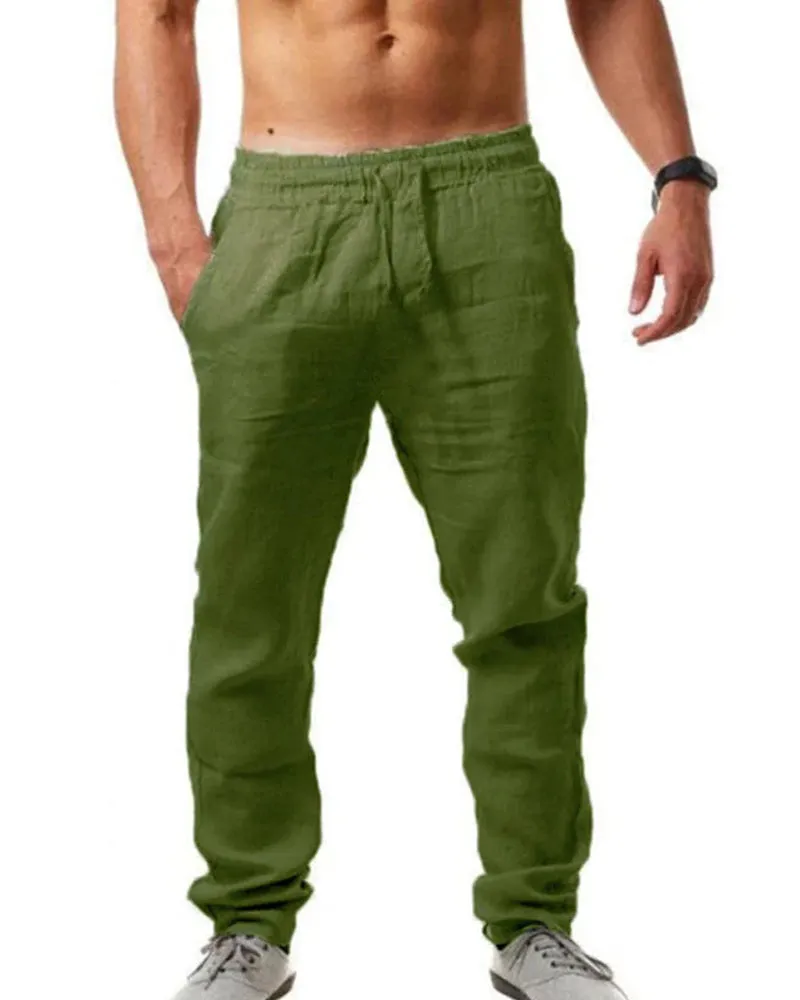 Cotton Linen Breathable Solid Color Pants