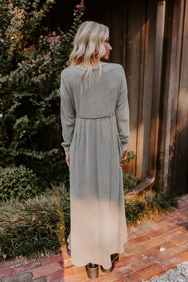 Cozy Moment Waffle Knit Maxi Dress in Grey