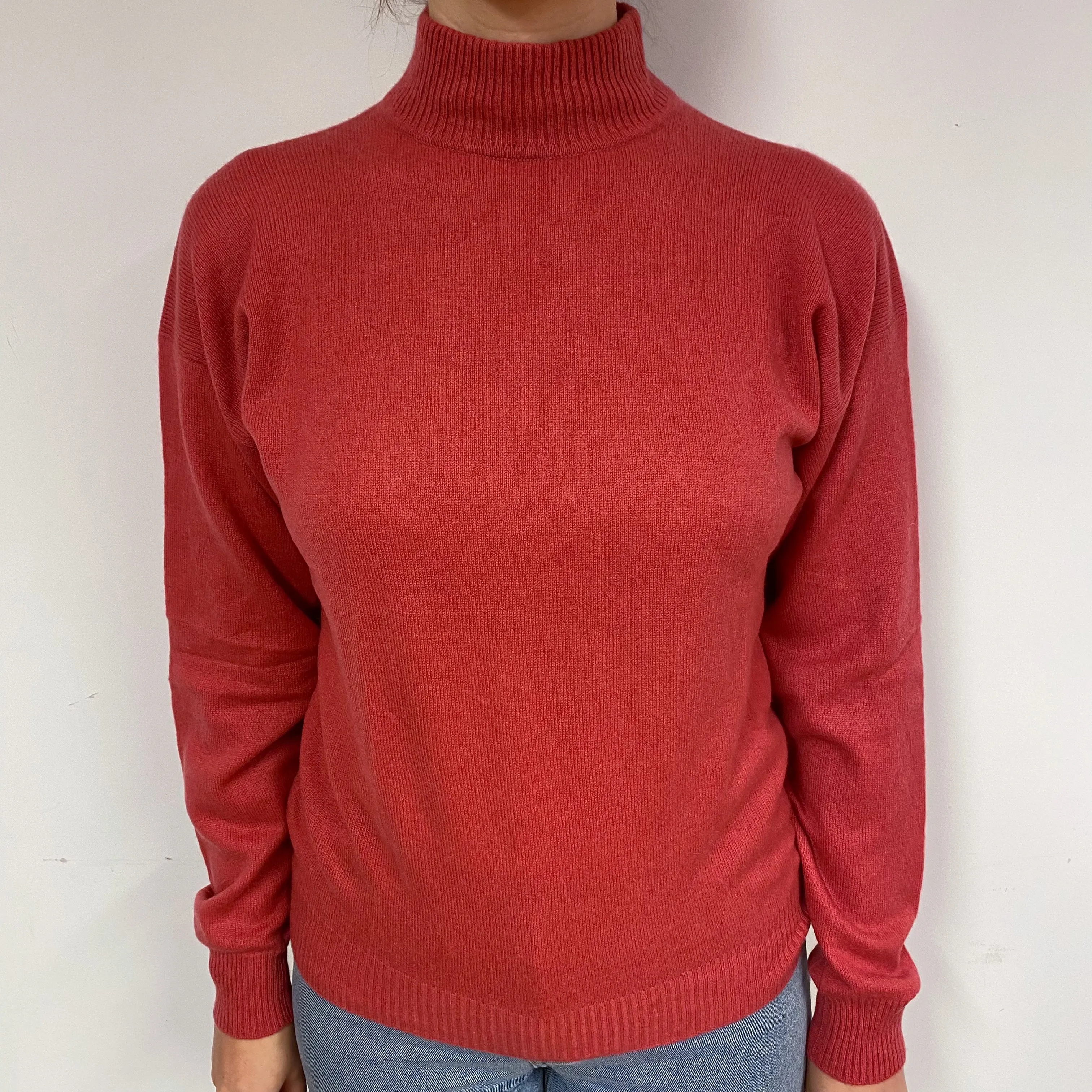 Cranberry Pink Cashmere Turtle Neck Jumper Small