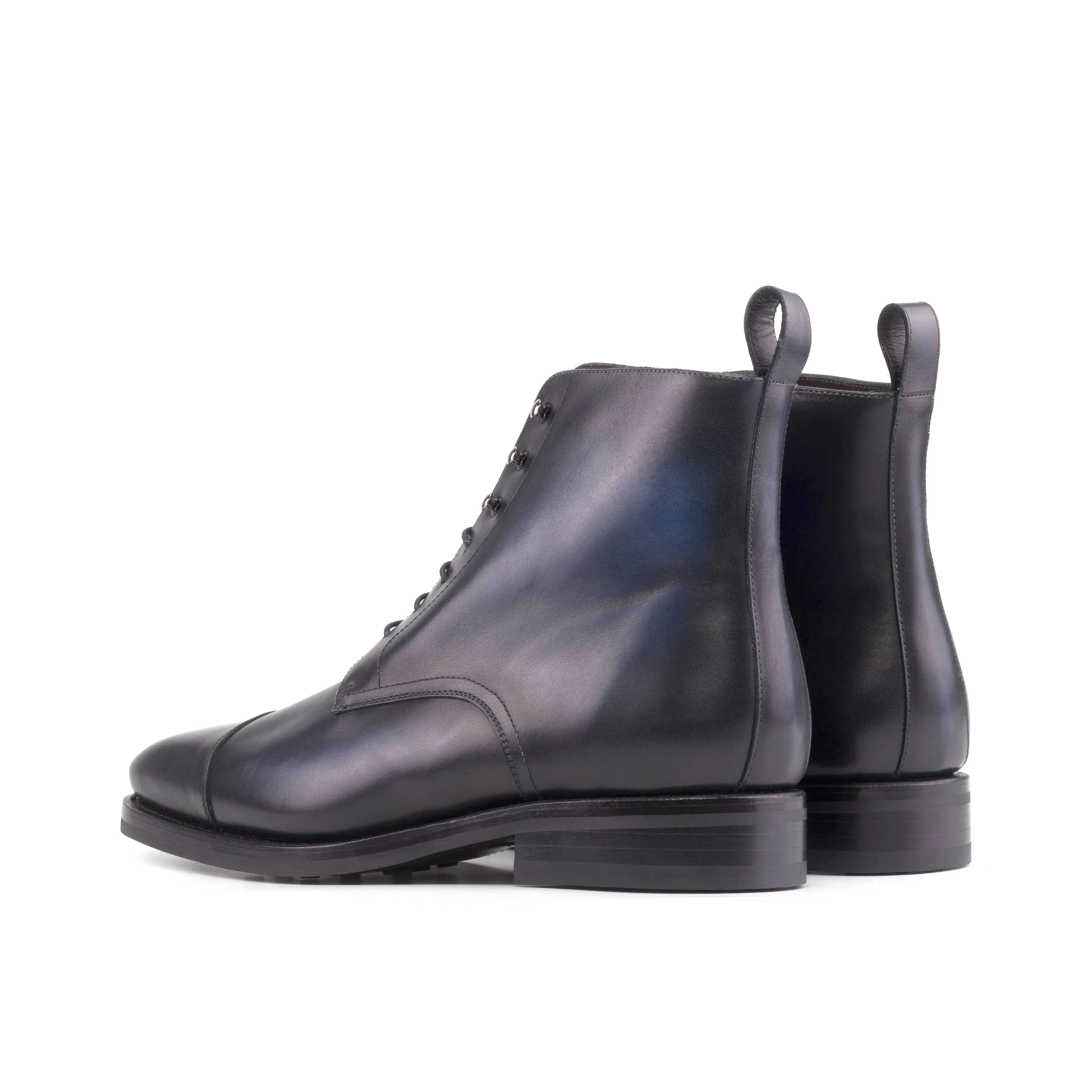 DapperFam Garrison in Navy Men's Italian Leather Jumper Boot