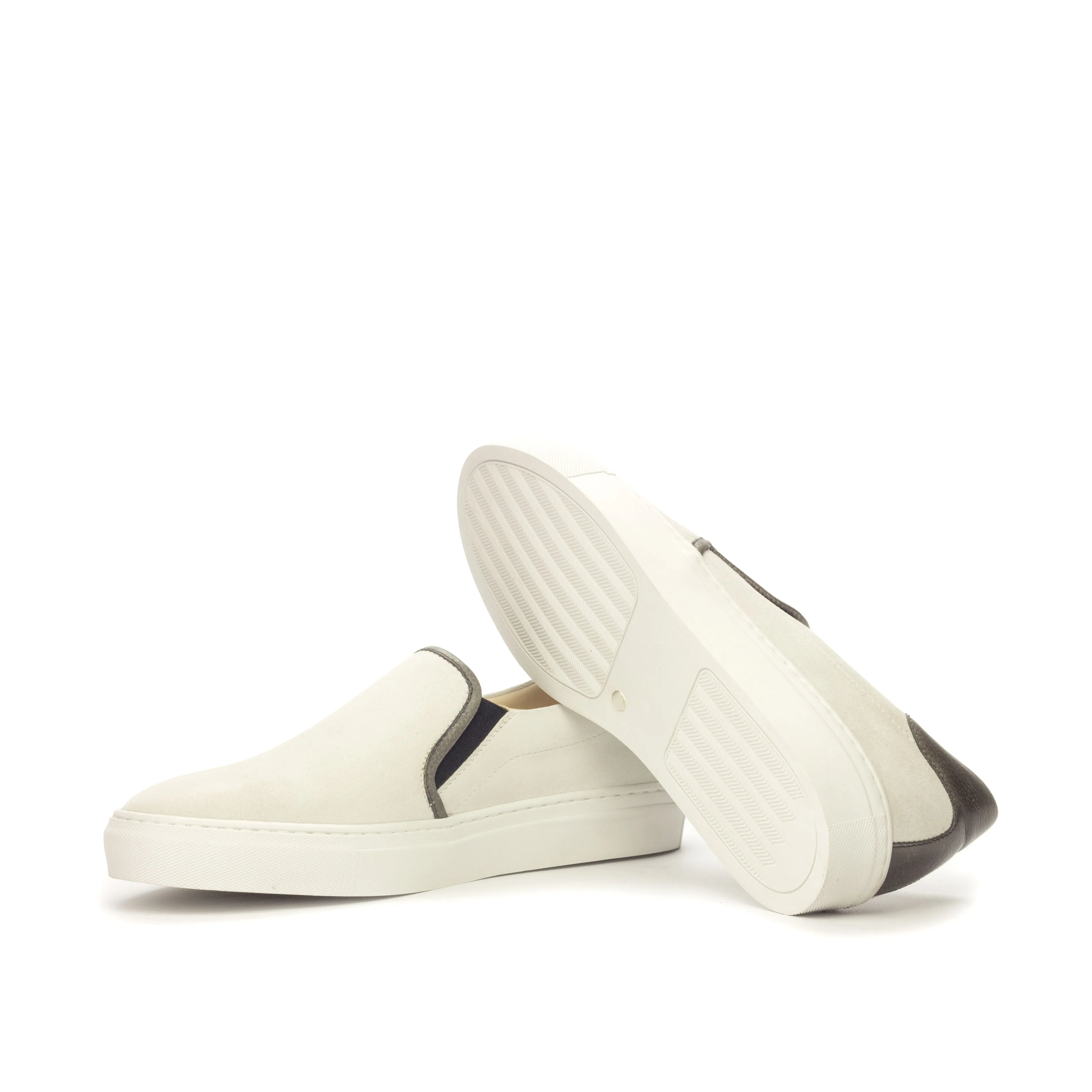 DapperFam Versado in White Men's Italian Suede Slip On