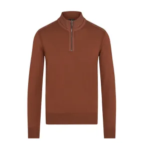 Deep Copper Kilmington Merino Wool Quarter Zip Sweater