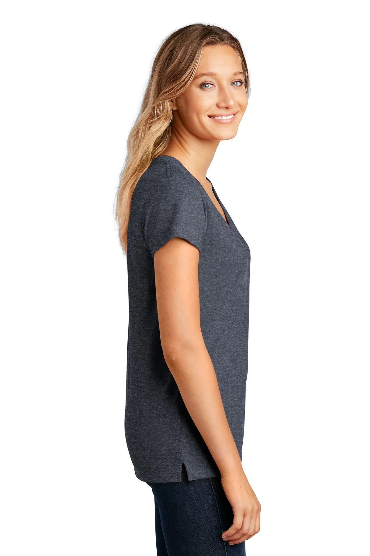 District Women Re-Tee V-Necks, Heathered Navy