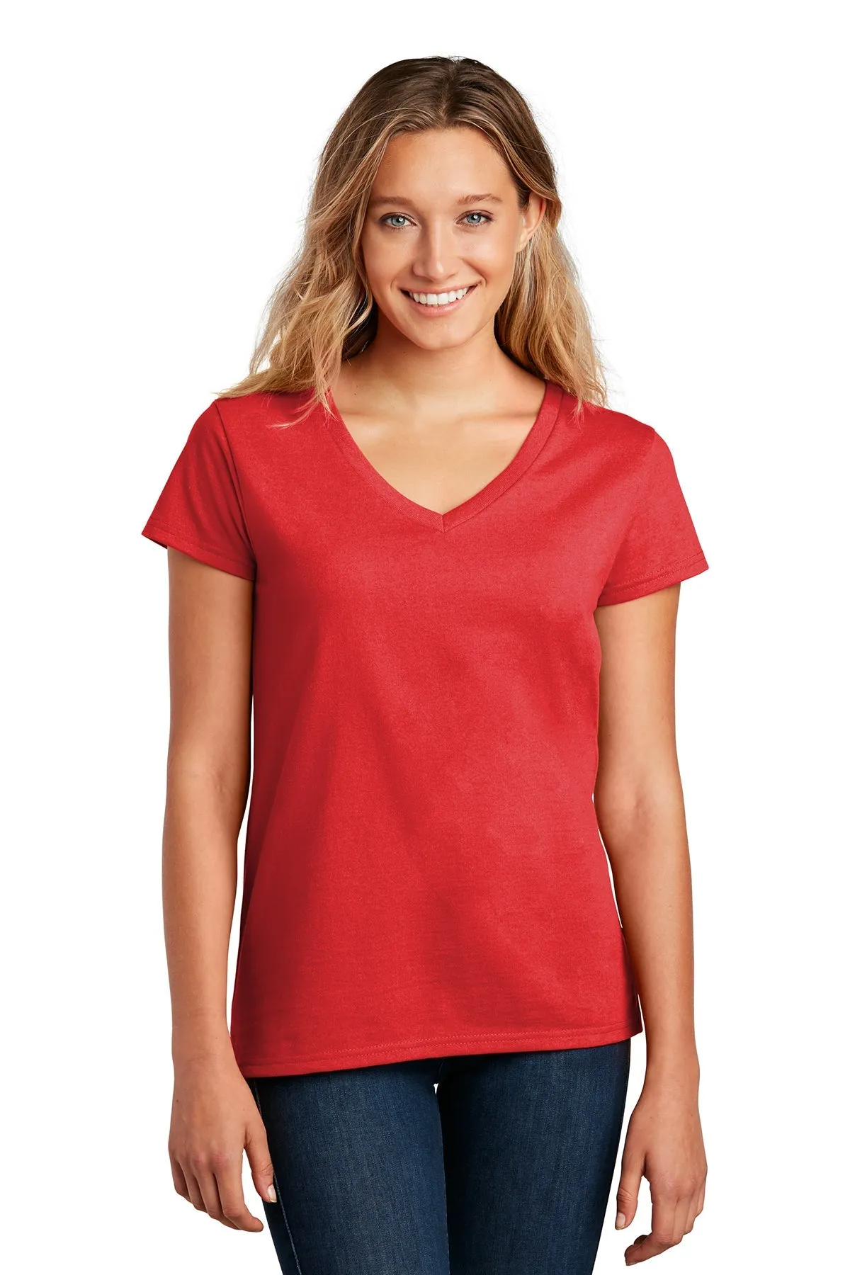 District Women Re-Tee V-Necks, Ruby Red