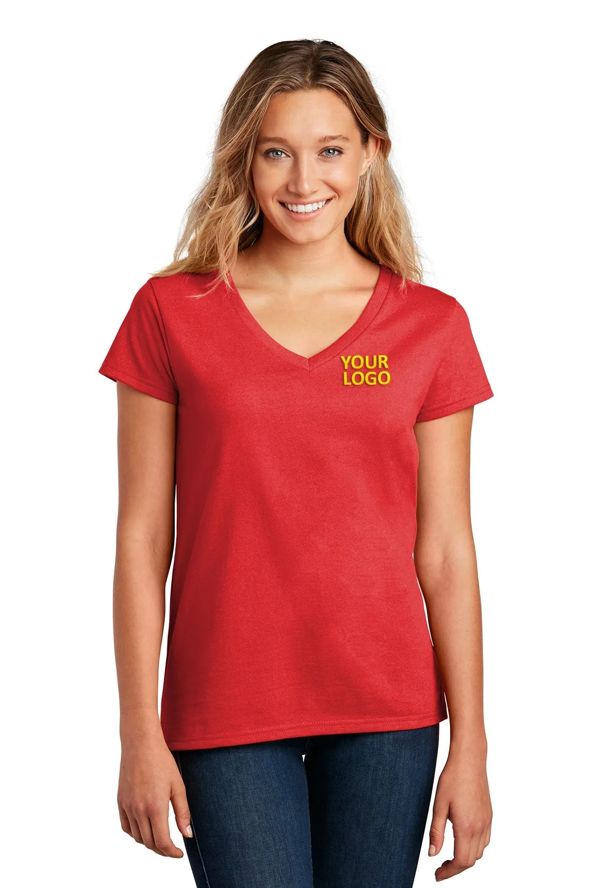 District Women Re-Tee V-Necks, Ruby Red