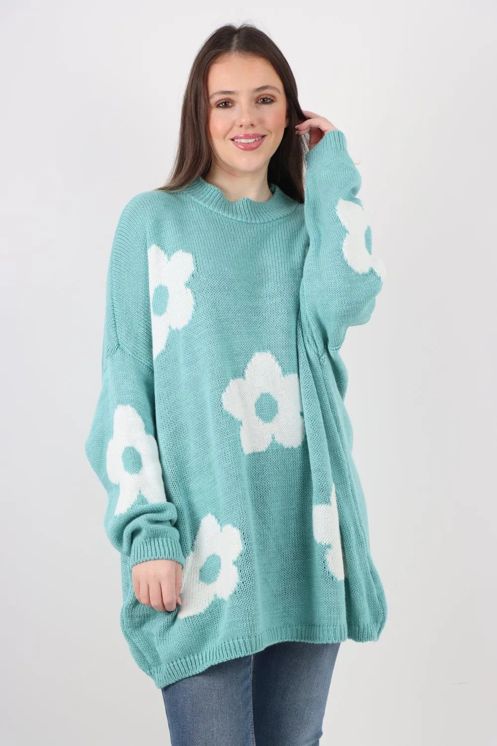 Ditsy Floral Oversized Knitted Jumper Top