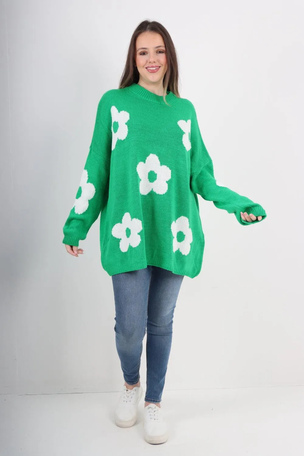 Ditsy Floral Oversized Knitted Jumper Top