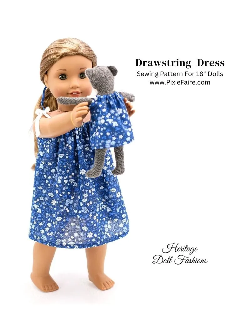 Drawstring Dress 18" Doll Clothes Pattern Bundle