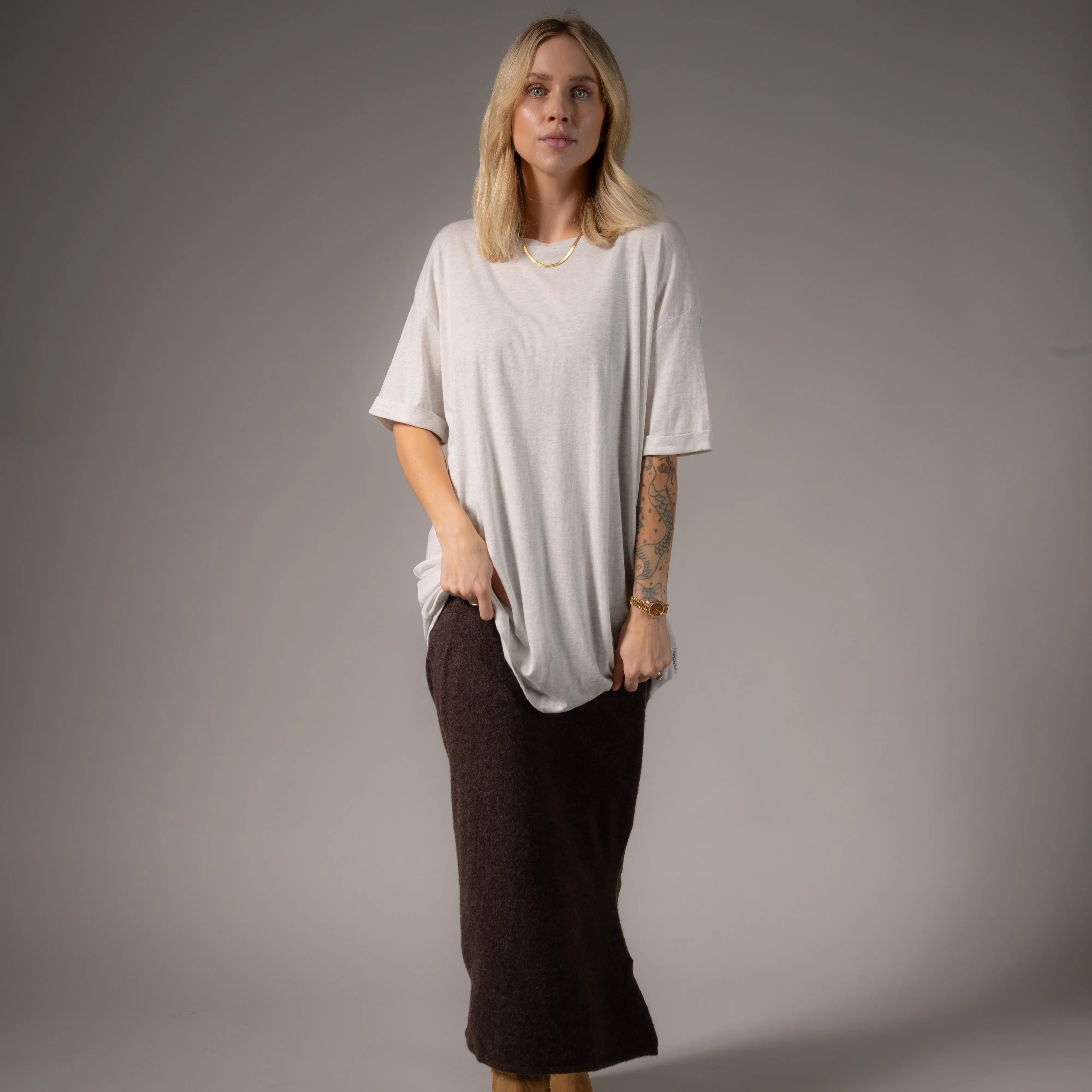 Essentials - Oversized Tee - Pebble Heather