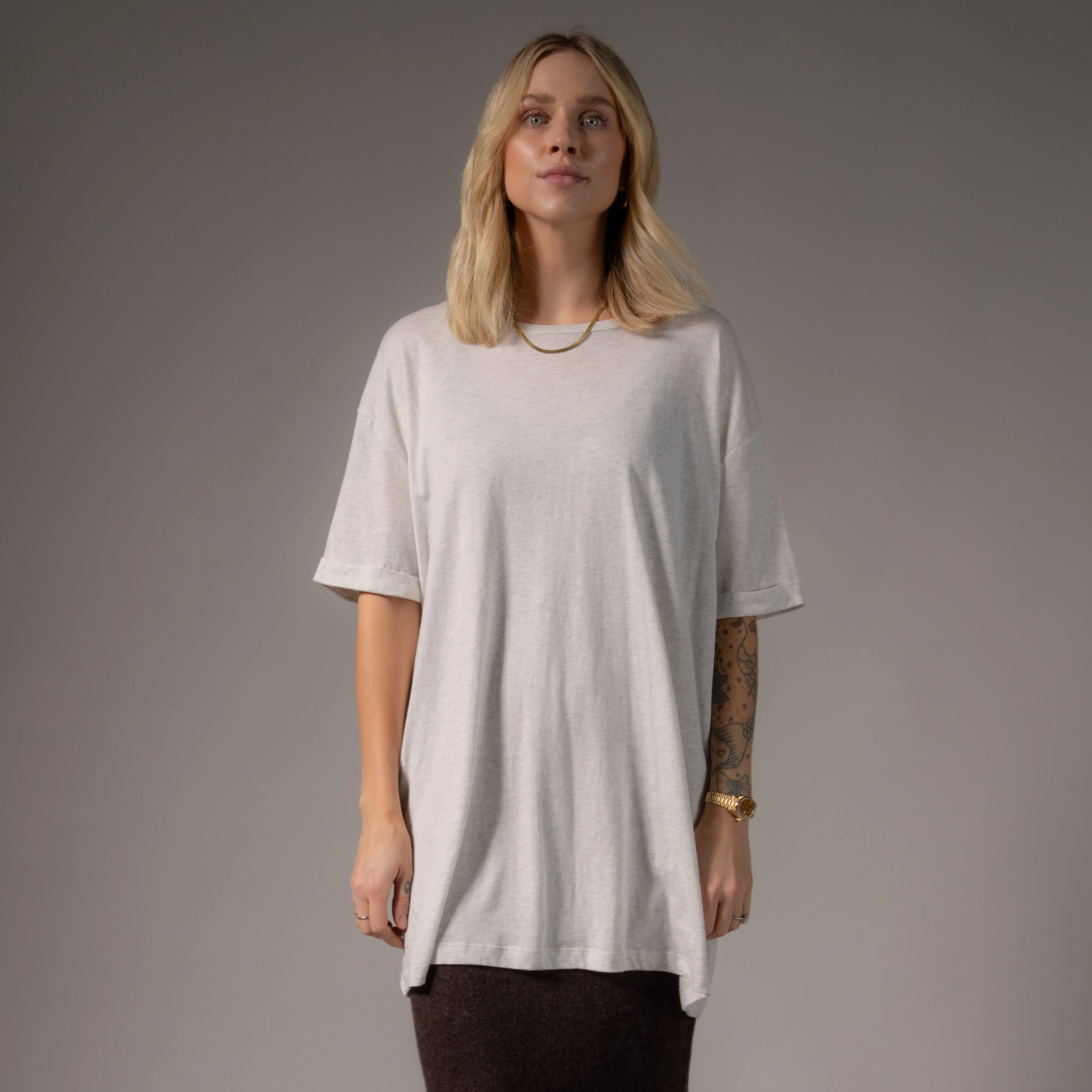 Essentials - Oversized Tee - Pebble Heather