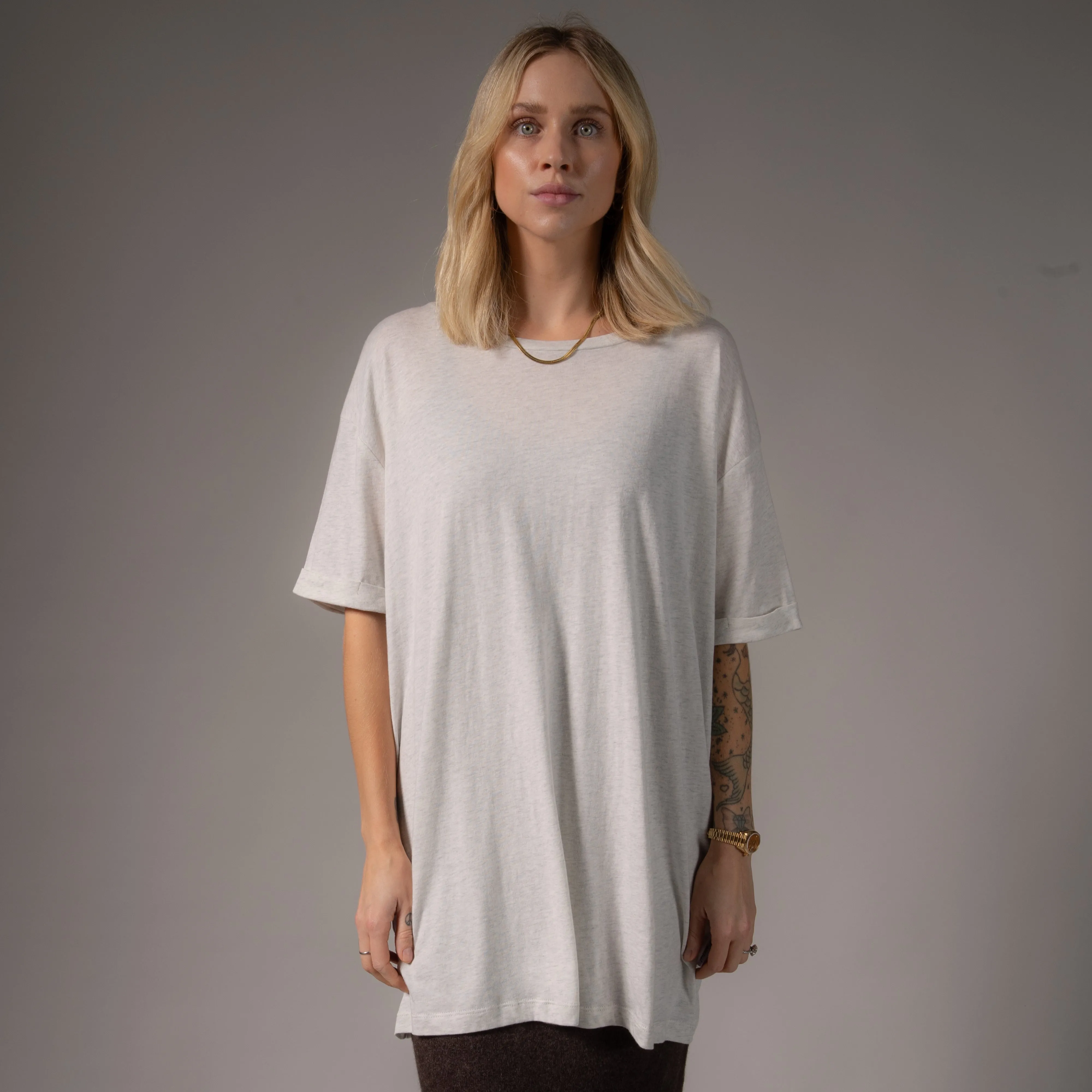 Essentials - Oversized Tee - Pebble Heather