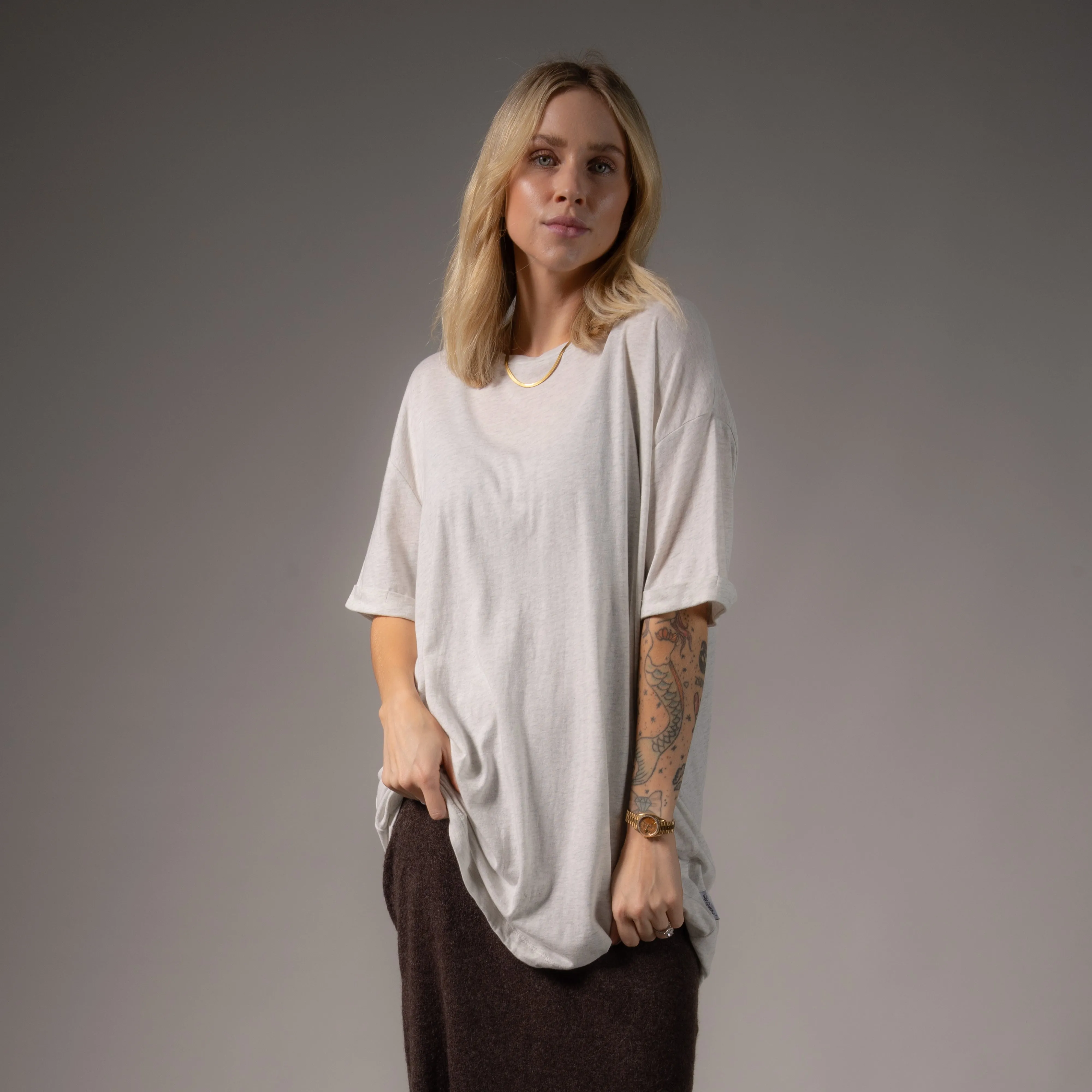 Essentials - Oversized Tee - Pebble Heather