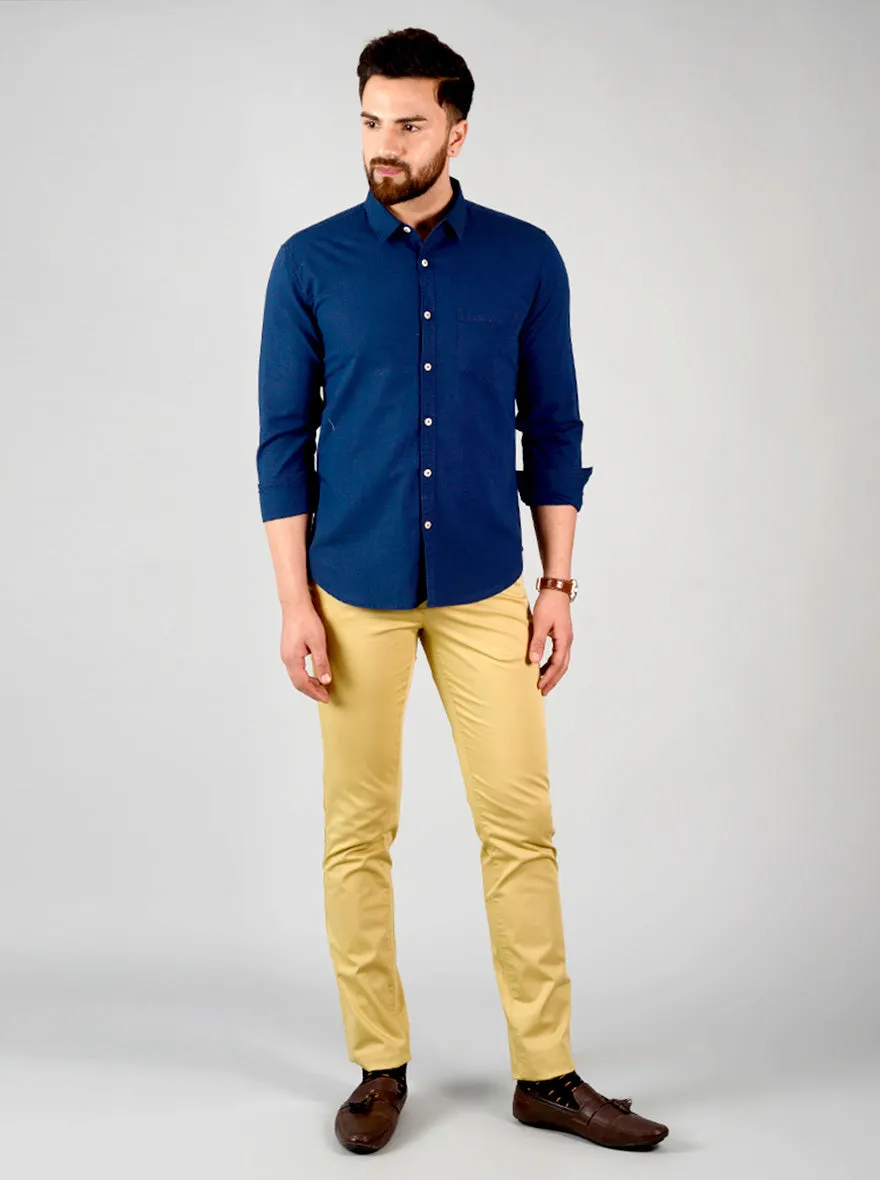 Estate Blue Solid Slim Fit Casual Shirt | Greenfibre