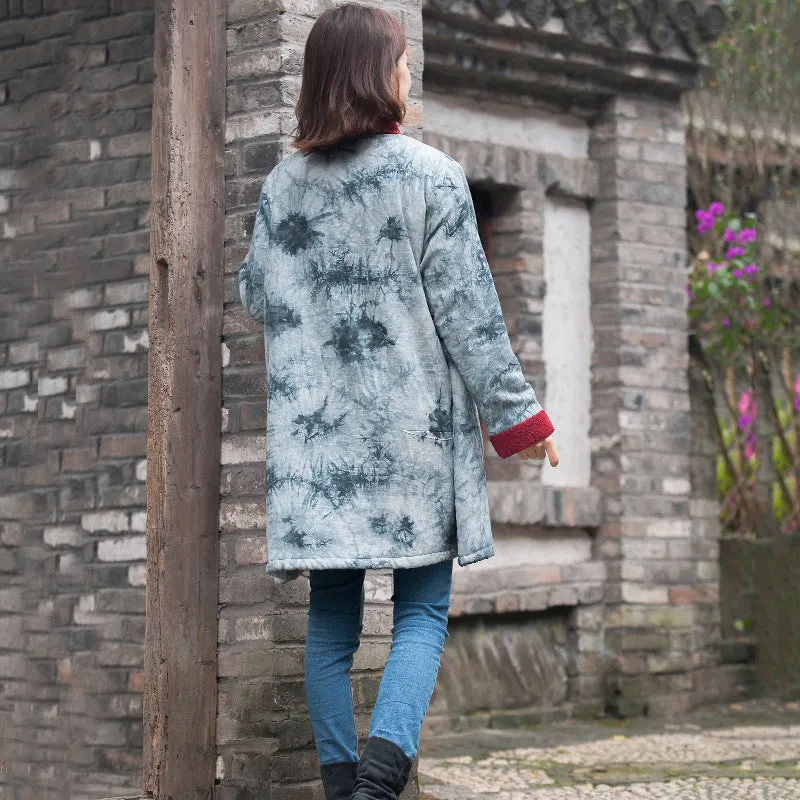 Ethnic Print Cotton Winter Coat - Casual Warm Outerwear