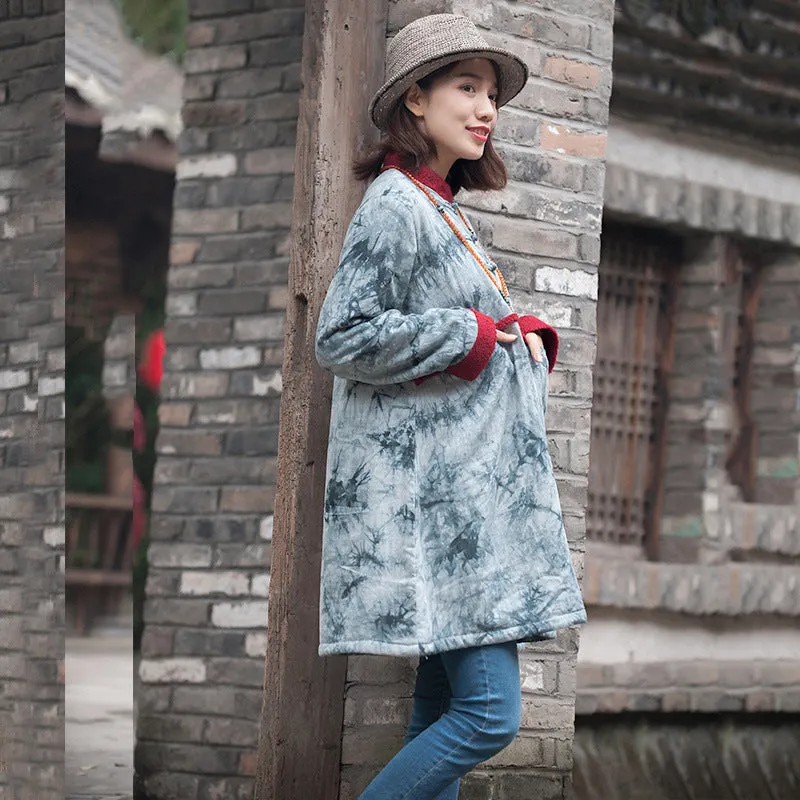 Ethnic Print Cotton Winter Coat - Casual Warm Outerwear