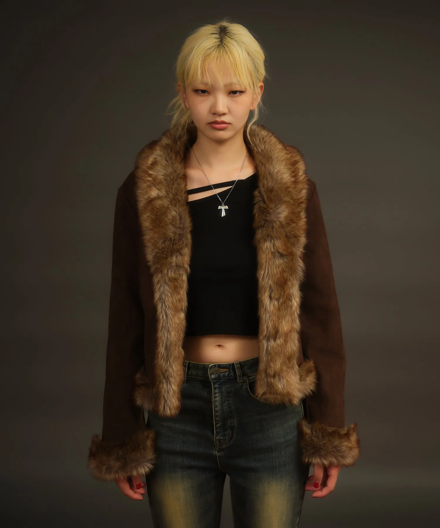 Fake mouton fur coat