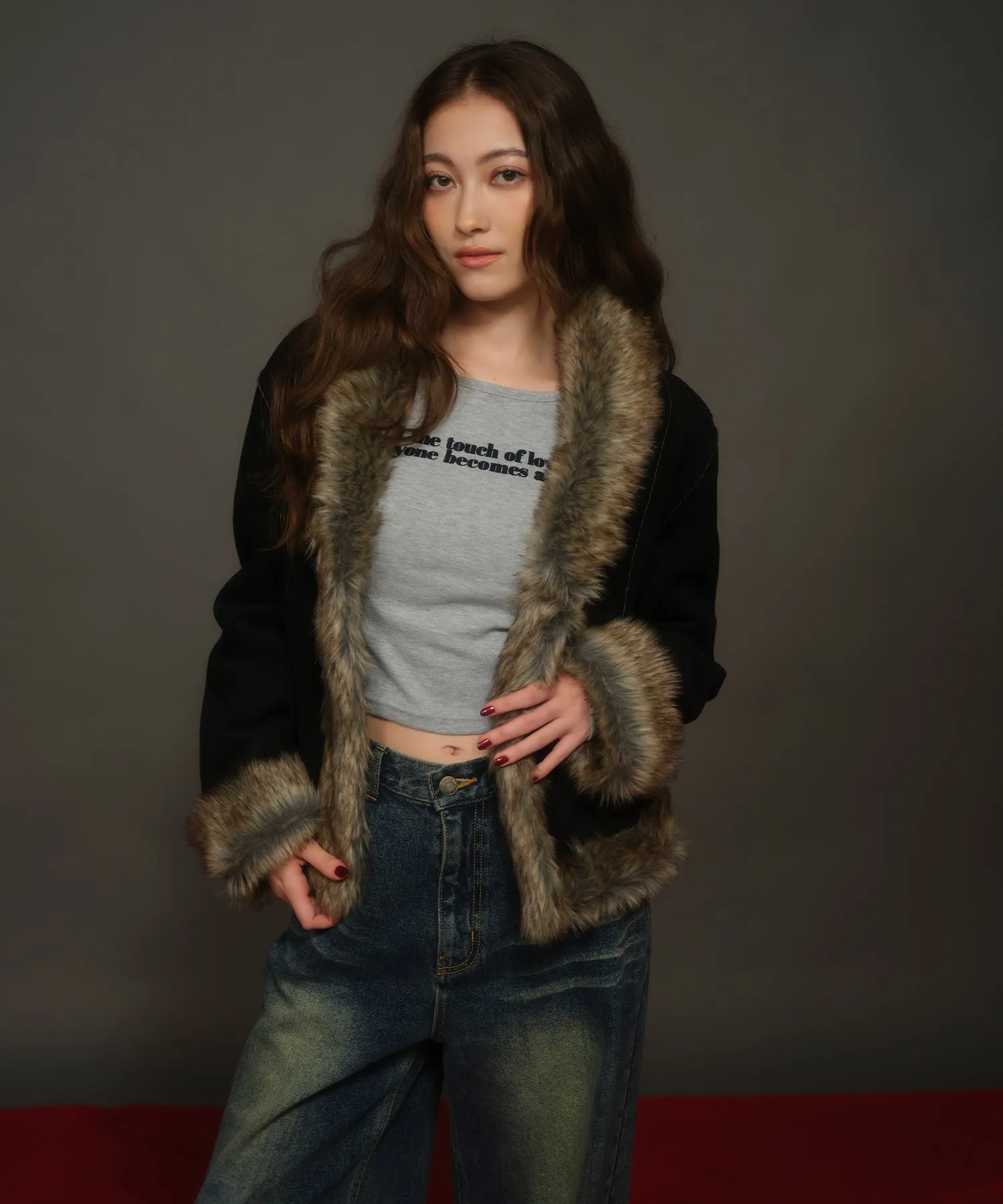 Fake mouton fur coat