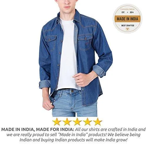 Fashion Freak Denim Shirt For Men (Jean Shirt) (DS003) (XXL - 42)