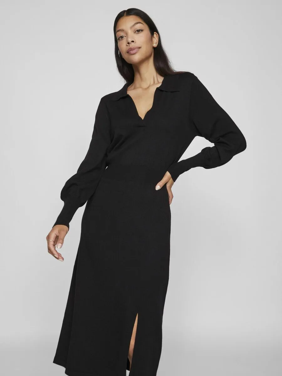 Fia Rib Knit Dress (Black)