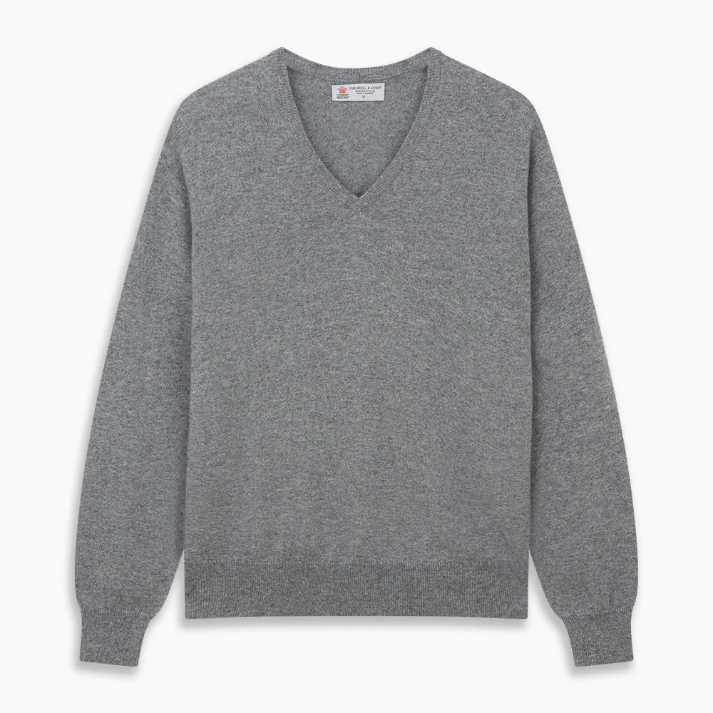 Flannel Grey V-Neck Cashmere Jumper