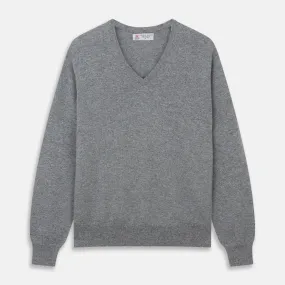 Flannel Grey V-Neck Cashmere Jumper