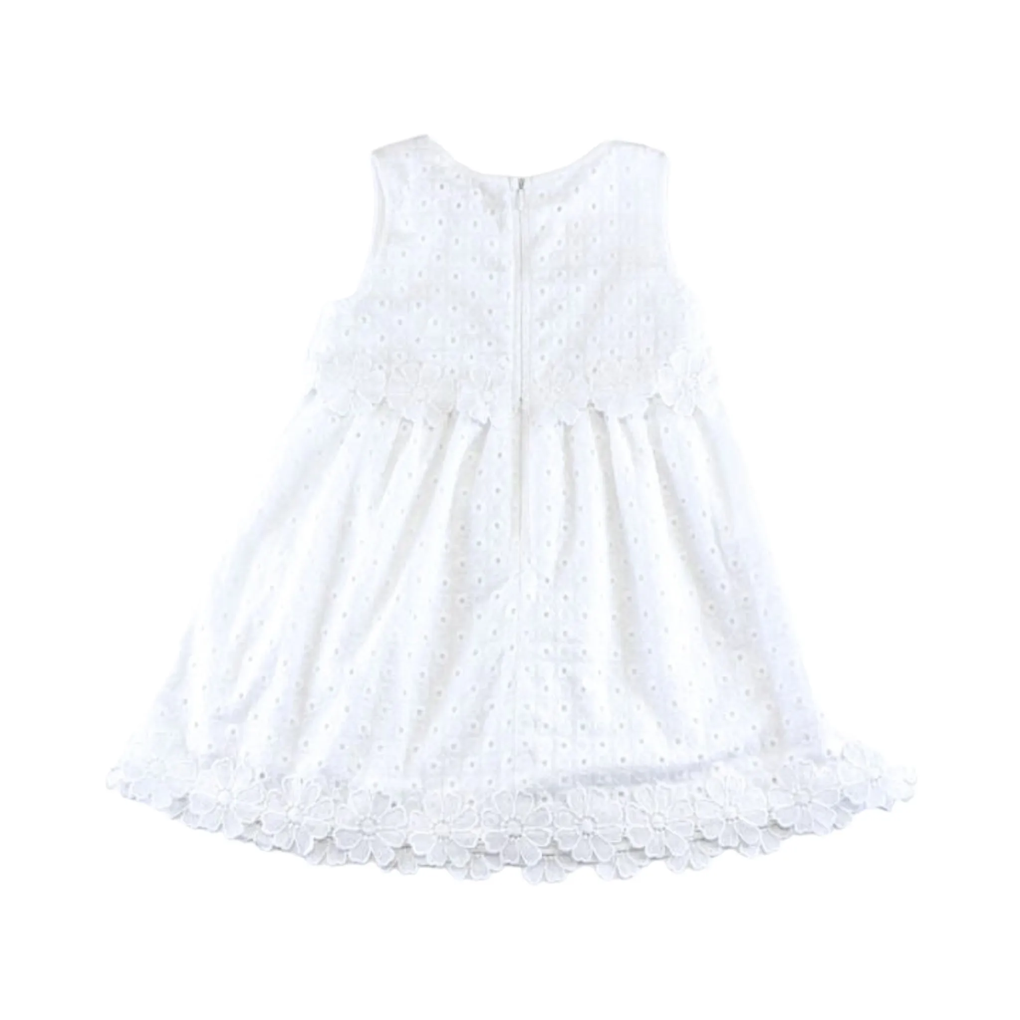 Floral Eyelet Fabric Dress - White