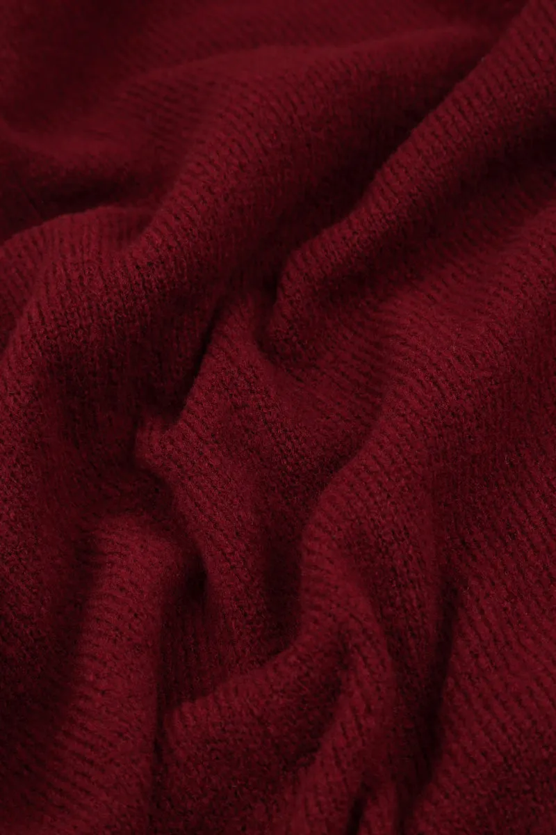 Flowers Maroon Wool Sweater