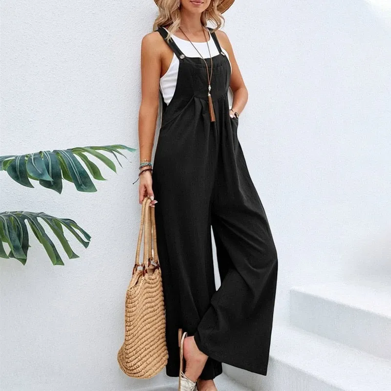 Funki Buys | Pants | Women's Casual Wide Leg Pantsuit Overalls