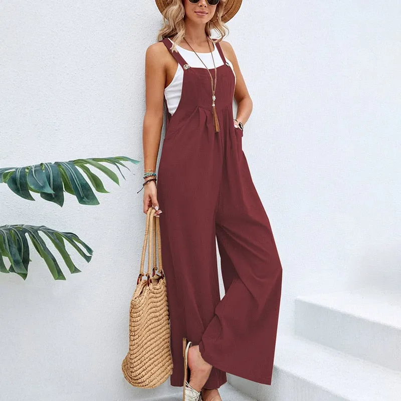 Funki Buys | Pants | Women's Casual Wide Leg Pantsuit Overalls