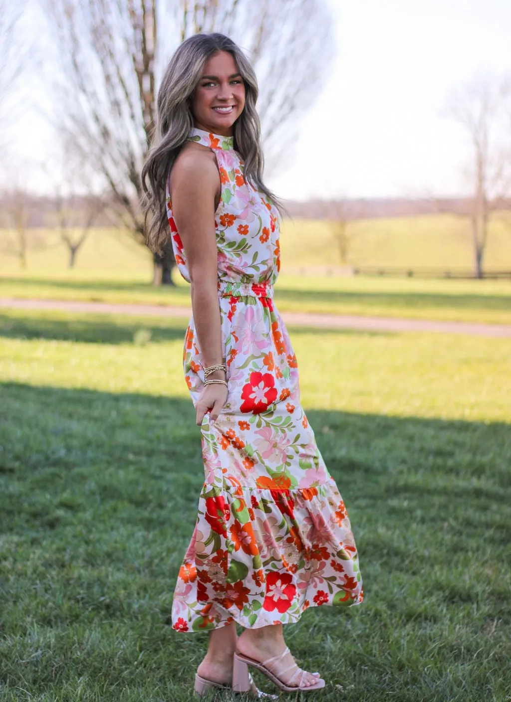 Garden Gala Halter Midi Dress