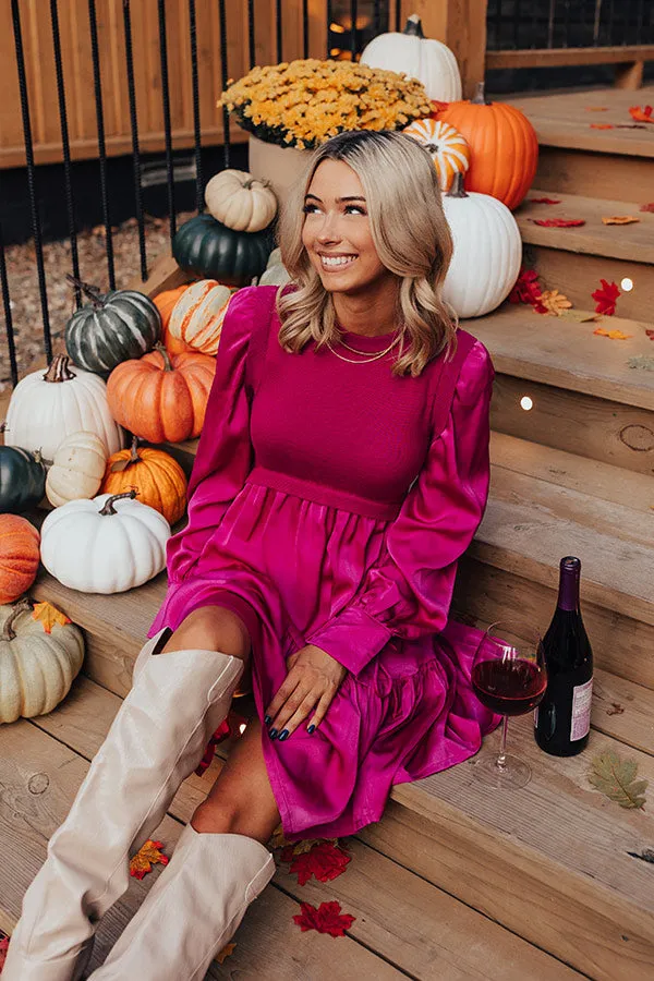 Gather The Courage Shift Dress In Fuchsia