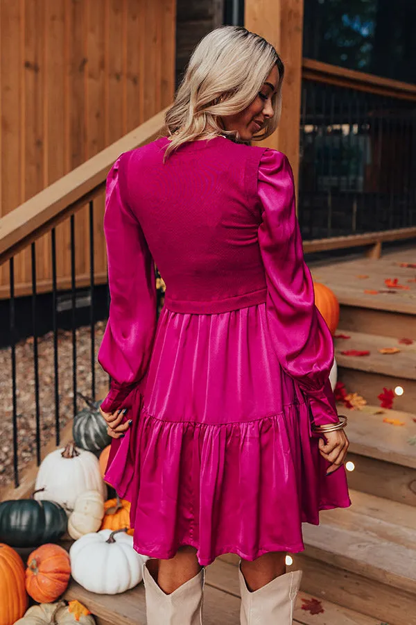 Gather The Courage Shift Dress In Fuchsia