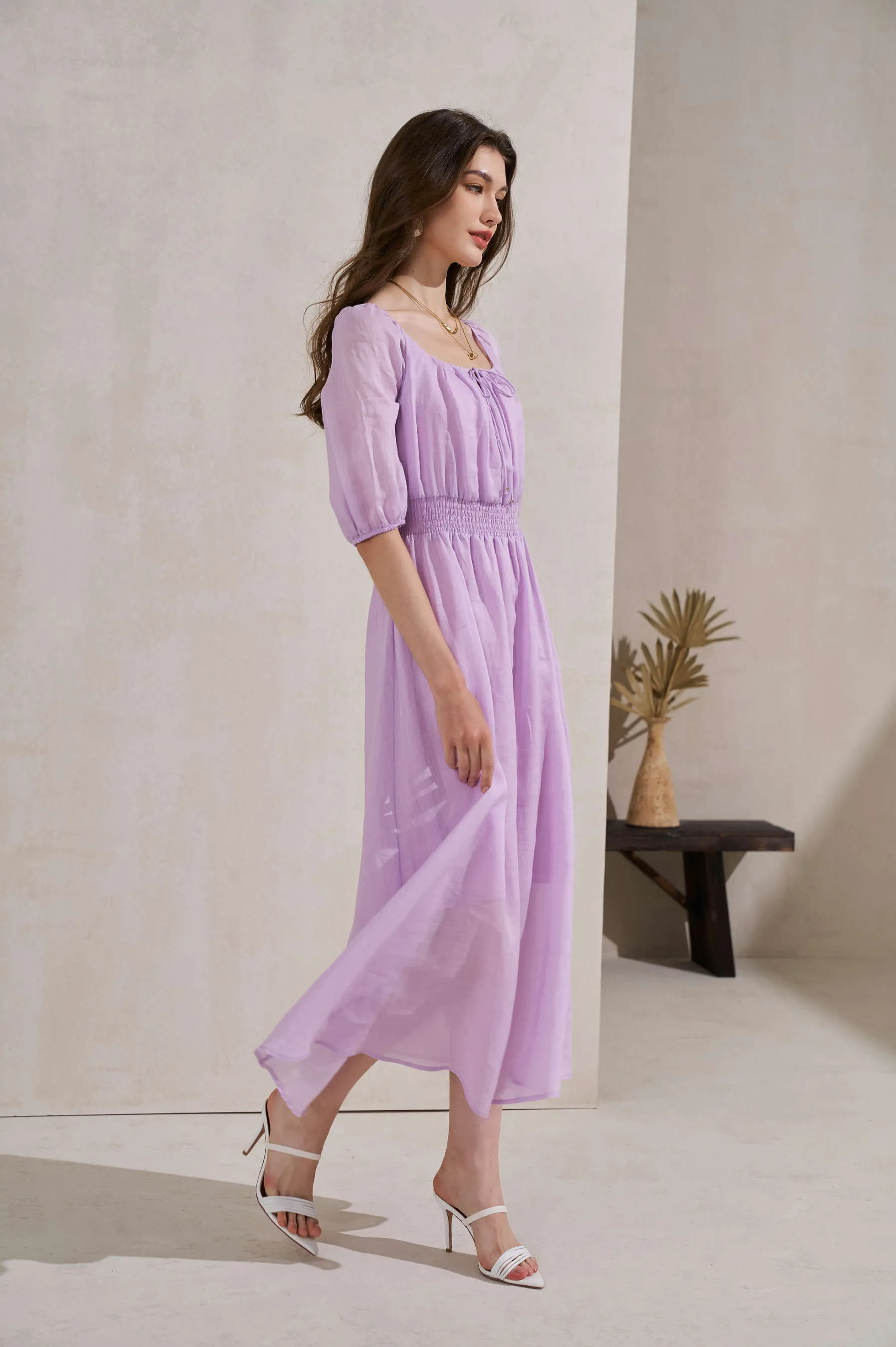 GDS Isla Linen Long Dress | Winson Orchid